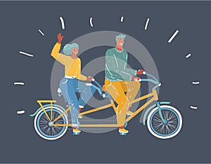 Couple riding on tandem bicycle