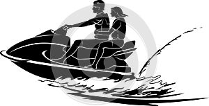 Couple Riding a Water Sport Vehicle