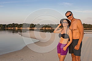 Couple at the Rio Negro in the Amazon of Brazil