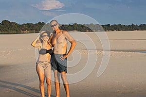 Couple at the Rio Negro in the Amazon of Brazil