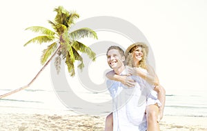 Couple Romance Beach Love Island Concept