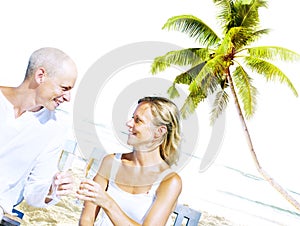 Couple Romance Beach Love Island Concept