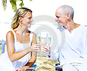 Couple Romance Beach Love Island Concept