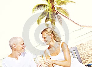 Couple Romance Beach Love Island Concept
