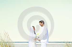 Couple Romance Beach Love Marriage Concept