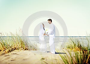 Couple Romance Beach Love Marriage Concept