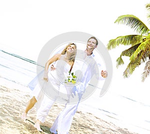 Couple Romance Beach Love Marriage Concept