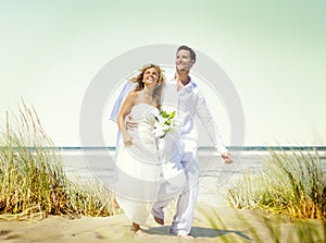 Couple Romance Beach Love Marriage Concept