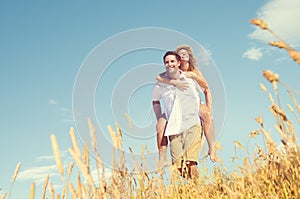 Couple Romance Piggyback Love Relaxing Concept