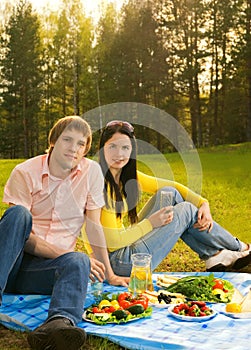 Couple at romantic picnic