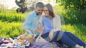 Couple on romantic walk, a picnic