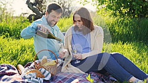 Couple on romantic walk, a picnic