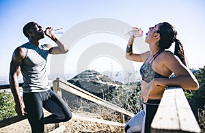 Couple running in los angeles