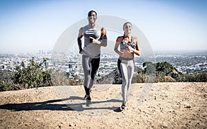 Couple running in los angeles