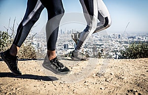 Couple running in los angeles