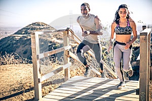 Couple running in los angeles