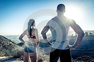 Couple running in los angeles