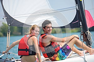 Couple on sailing vessel