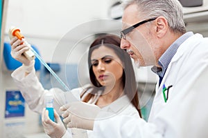 Couple of scientists in a laboratory