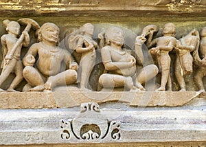 Couple: Sculpture detail on Hindu temple In India's Khajuraho.