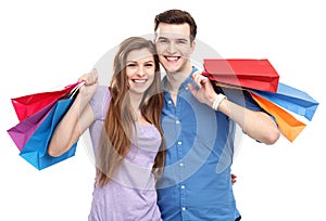 Couple with shopping bags