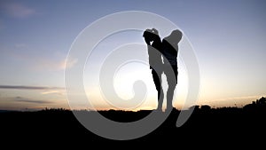 Couple silhouette breaking up a relation