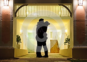 Couple in silhouette Kissing