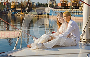 couple sitting on a yacht