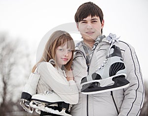 Couple with skates