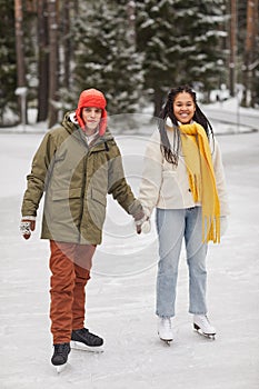 Couple skating together