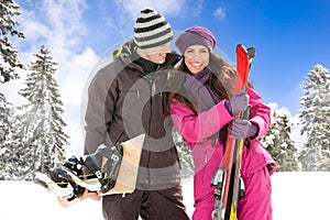 Couple on ski holiday