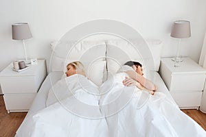 Couple sleeping in bed at home