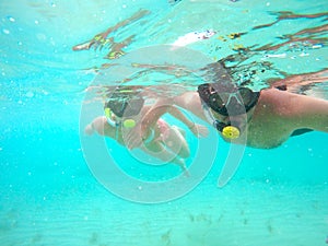 Couple snorkeling