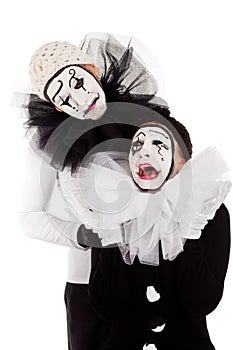 A couple sorrowful clowns isolated photo