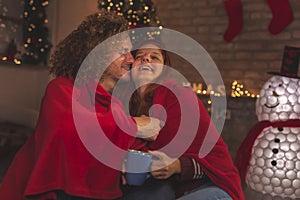 Couple spending Christmas Eve at home