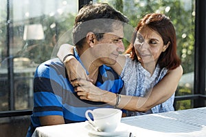 Couple spending time together in breakfast