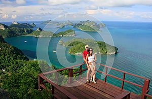 Couple standing at view point, Ang Thong National Marine Park, T