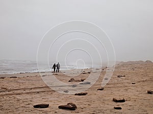 Couple On Stormy Beach