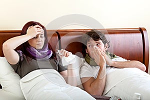 Couple suffering flu