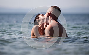 Couple on the summer beach at tropical resort Travel concept.