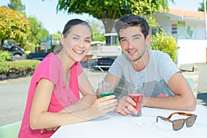 couple and summer refreshment treat