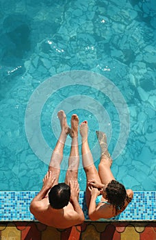 Couple in swimming pool