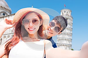 Couple take selfie in Italy