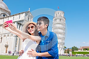 Couple take selfie in Italy