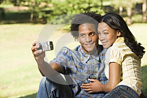 Couple taking pictures.