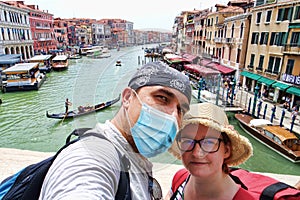 Couple taking selfie in Venice 