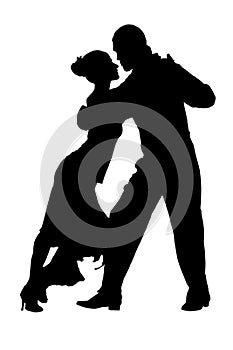 Couple of tango dancers silhouette