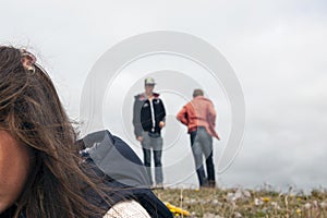 Couple of teenagers hanging out outdoors