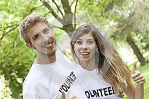 Couple of teenagers volunteering photo