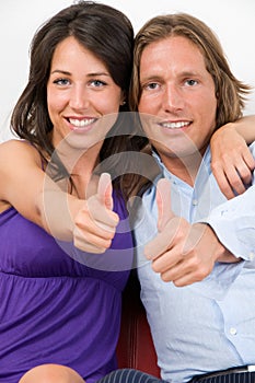 Couple thumbs up sign